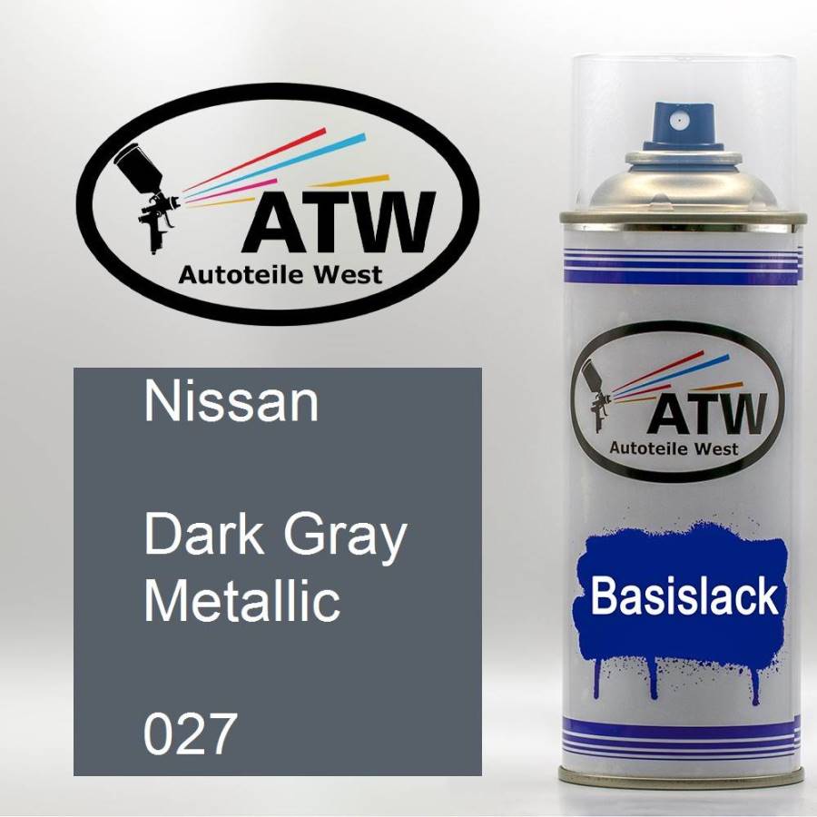 Nissan, Dark Gray Metallic, 027: 400ml Sprühdose, von ATW Autoteile West.
